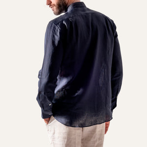 Casual Linen Shirt Navy
