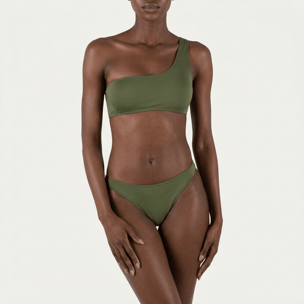 One - Shoulder Top Olive - Bikini_Top - K A M P O S