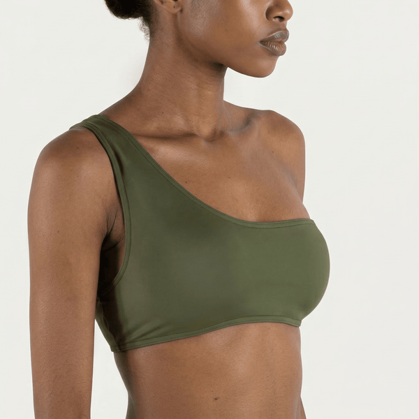 One - Shoulder Top Olive - Bikini_Top - K A M P O S