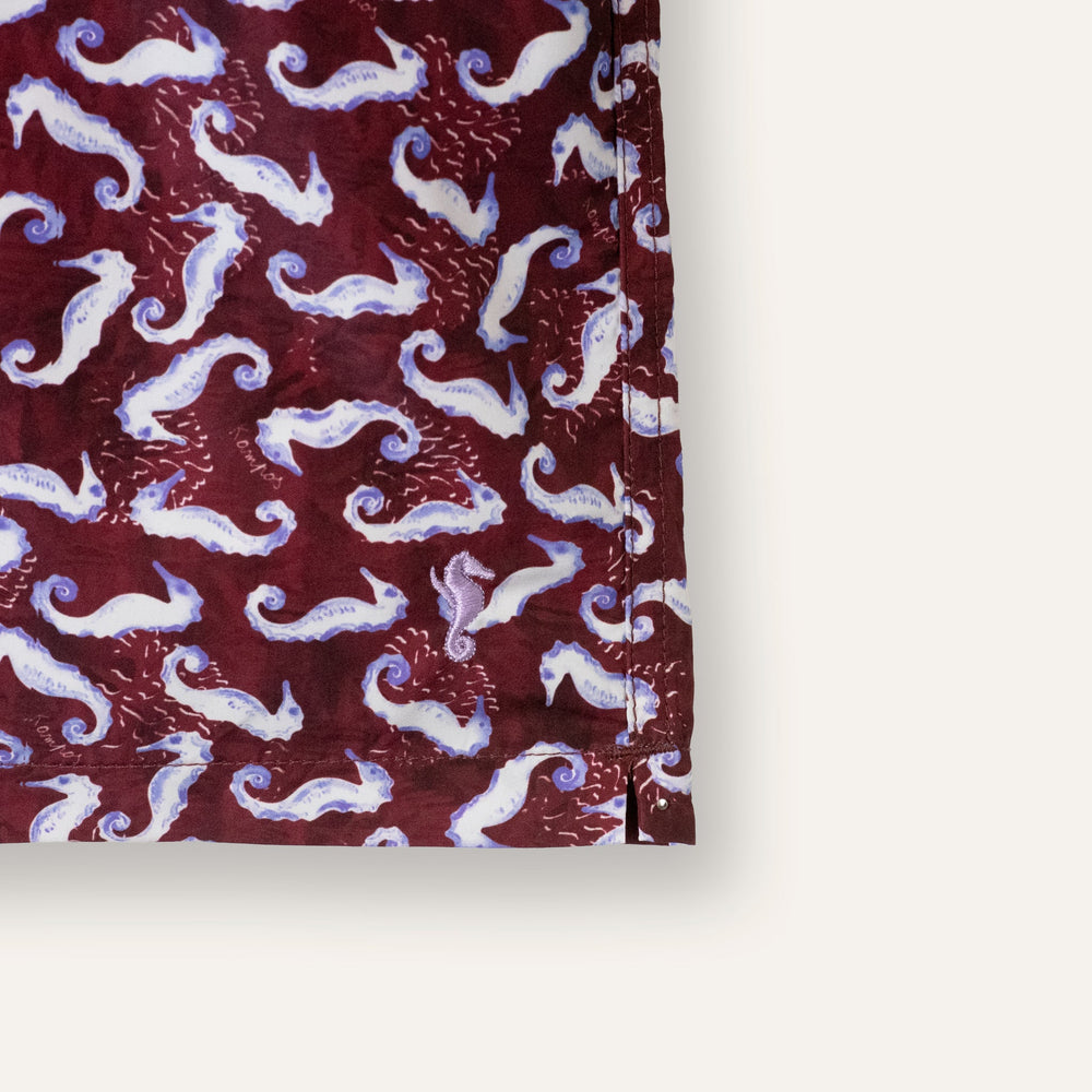 Swim Shorts Seahorse Burgundy - Swimshorts_Man - K A M P O S