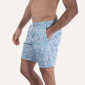 Swim Shorts Long Seahorse Turquoise - Swimshorts_Man - K A M P O S