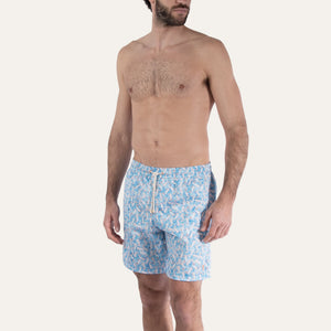 Swim Shorts Long Seahorse Turquoise - Swimshorts_Man - K A M P O S