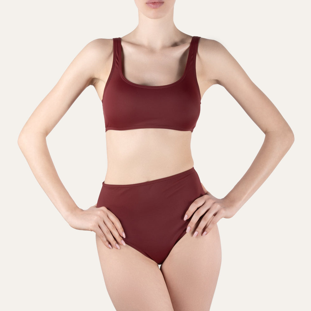 High Waist Slip Maroon - Bikini_Bottom - K A M P O S