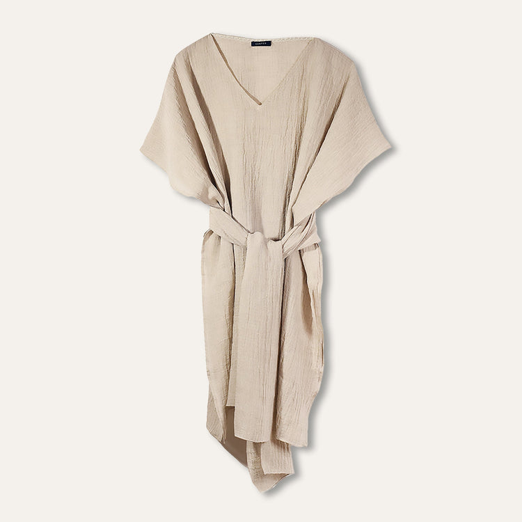 Linen Kaftan Stone - Kaftan_Women - KAMPOS