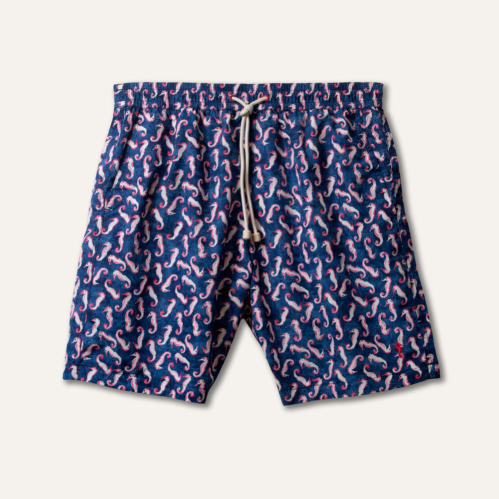 Swim Shorts Long Seahorse Navy
